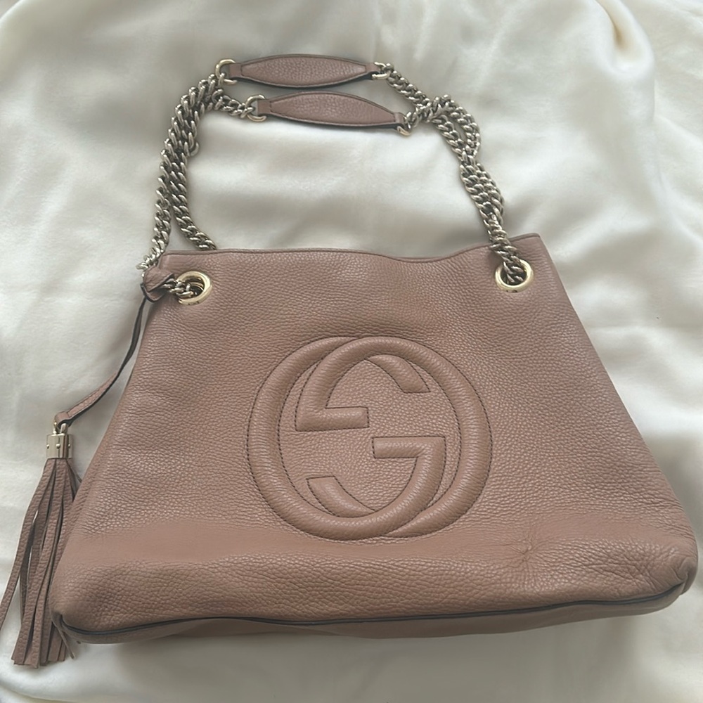 Gucci Pebbled Calfskin Medium Soho Chain Shoulder Bag